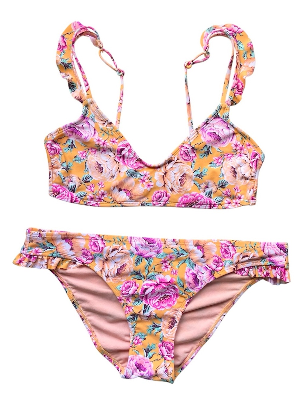 Xhilaration Bikini Women’s Medium/ Large Two Piece Y2K Low Rise Floral Boho Swim